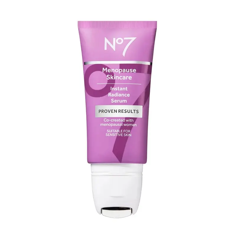 No7 Menopause Instant Radiance Serum – Sérum hydratant visage 30ml avec acide hyaluronique et peptides de collagène | Applicateur rafraîchissant