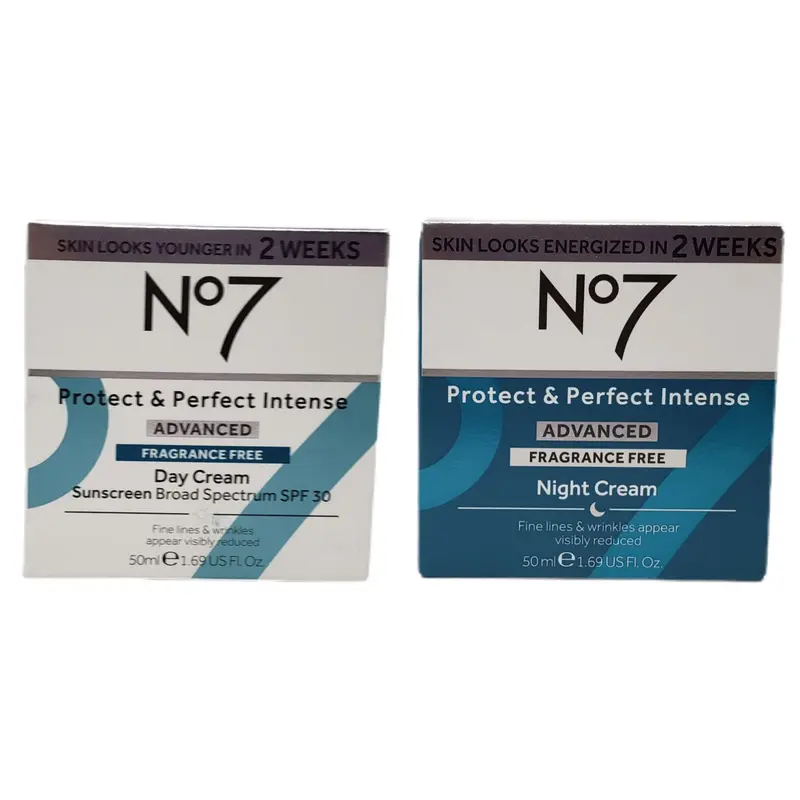 No7 Protège et Parfait — Crème Visage Sans Parfum SPF30, Coffret Jour et Nuit 50 ml chacun