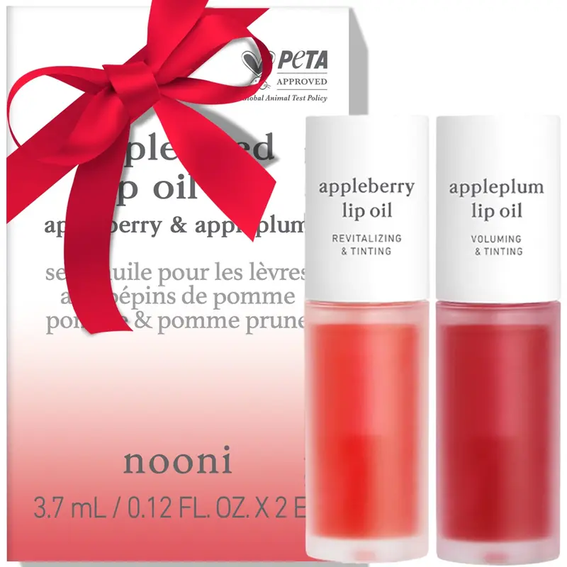 NOONI Lip Oil Coréenne – Appleberry & Appleplum | Hydratation longue durée, gloss discret | 0,12 fl oz x 2 | Idées cadeaux