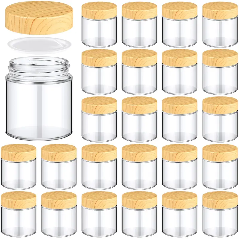 Norme – 24 bocaux en verre 120 ml avec couvercles en bambou — contenants cosmétiques réutilisables pour voyage