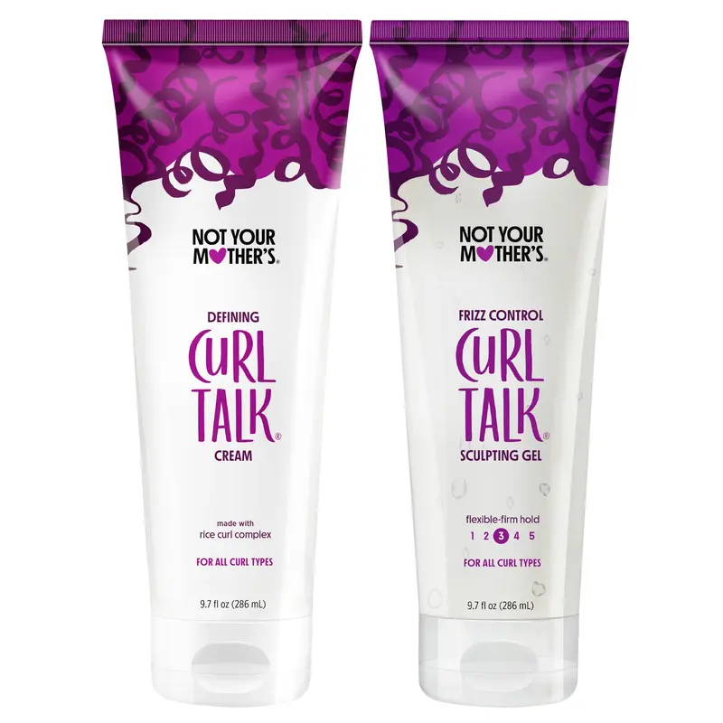 Not Your Mother's Curl Talk Gel Définissant Anti-Frisottis & Crème Définissante (2-pack) – 9,7 fl oz – Complexe Riz Curl – Tous Types de Boucles