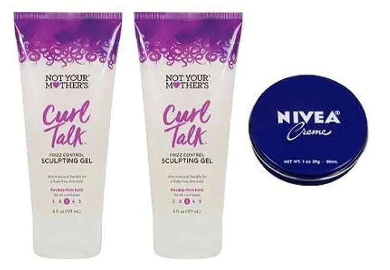 Not Your Mother's Curl Talk Gel Sculptant Frizz Control – Pack de 3 (6 oz) + Crème Corporelle Voyage 1 oz