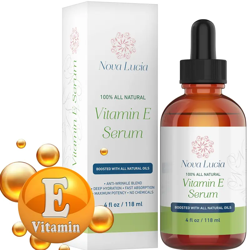 Nova Lucia – Huile Vitamine E Biologique Pure pour Peau, Visage et Cheveux | Hydratation Naturelle – 118 ml