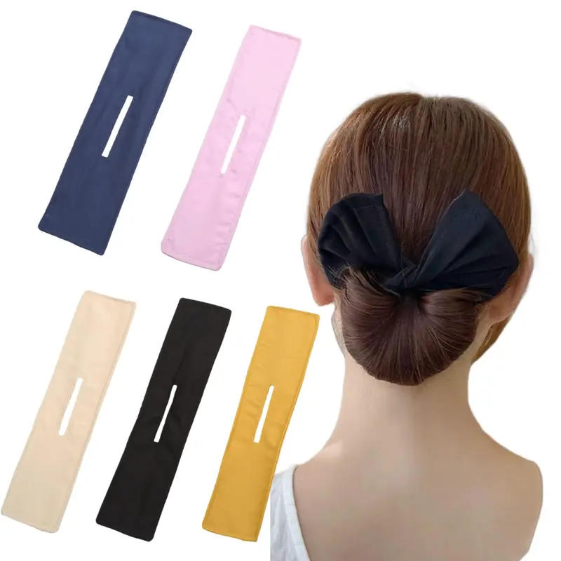 Nuaiute – Ensemble 5 Accessoires Chignon, Clips torsadés pour cheveux (jaune curcuma, noir, blanc cassé, rose, bleu marine)