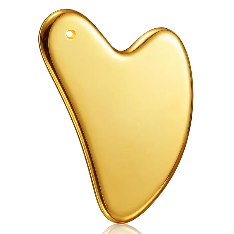 Nuanchu Gua Sha en Acier Inoxydable Or — Outil Massage Visage et Corps