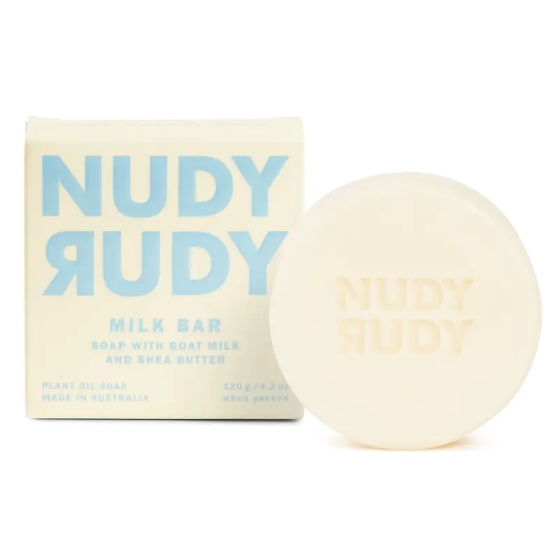 Nudy Rudy Savon-barre Lait de Chèvre – Barre Triple Moulée, Karité Biologique, Sans Agents Aggressifs – 118 g, Fabriqué en Australie