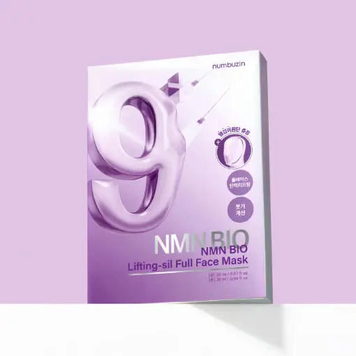 numbuzin No.9 NMN BIO Lifting-sil Masque Visage Complet 4 unités (Feuille supérieure 20 ml + Feuille inférieure 28 ml) (+ Bande liftante en tissu)