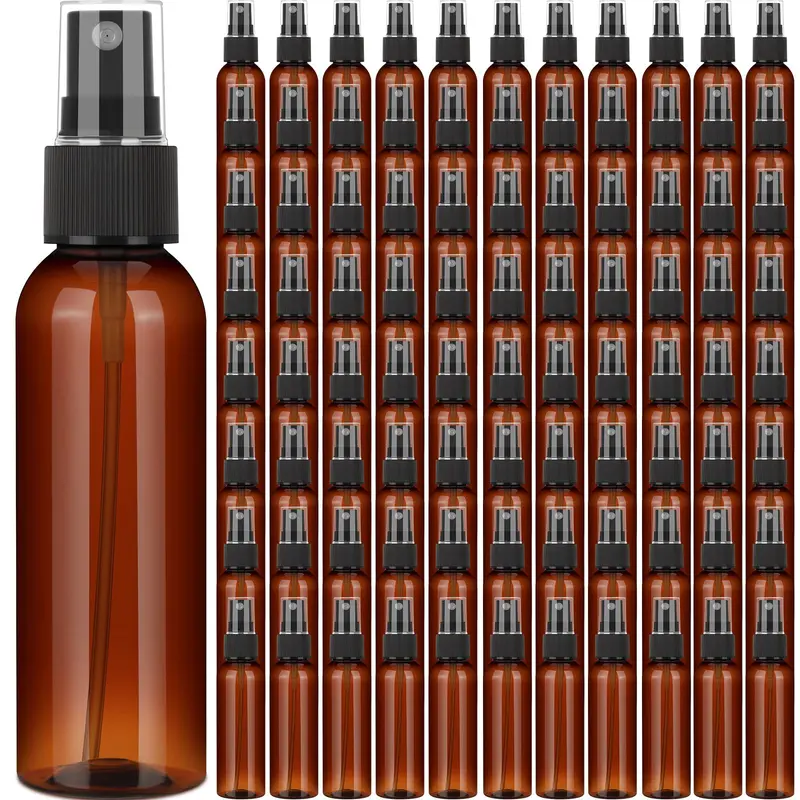 Nuogo – Lot de 90 flacons spray Plastique Amber 120 ml, bouteilles mini réutilisables pour voyage et huiles essentielles