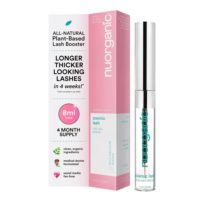 NuOrganic Cosmetics – Sérum Cils Cosmique Sans Prostaglandines | Cils plus longs et plus épais | XL 8 ml | Fabriqué aux États‑Unis | Laboratoire certifié cGMPA