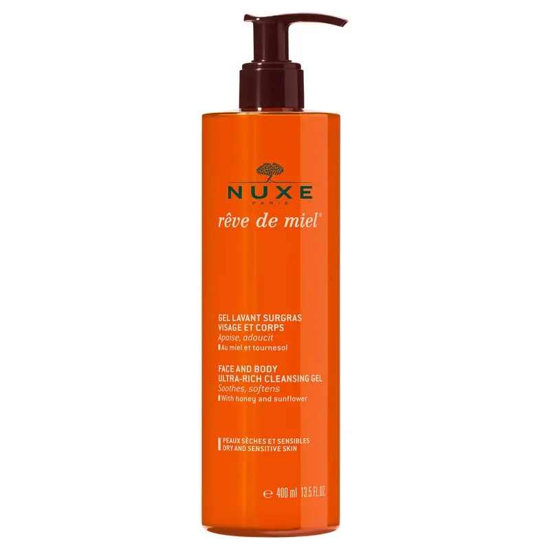 Nuxe Rêve de Miel Gel Douche Ultra-Riche Corps et Visage | Miel & Glycérine, 13,5 oz
