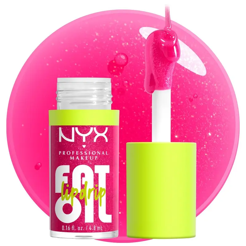 NYX PROFESSIONAL MAKEUP Fat Oil Lip Drip – Huile à lèvres hydratante vegan, teinte Supermodel Magenta scintillant, jusqu’à 12 h d’hydratation