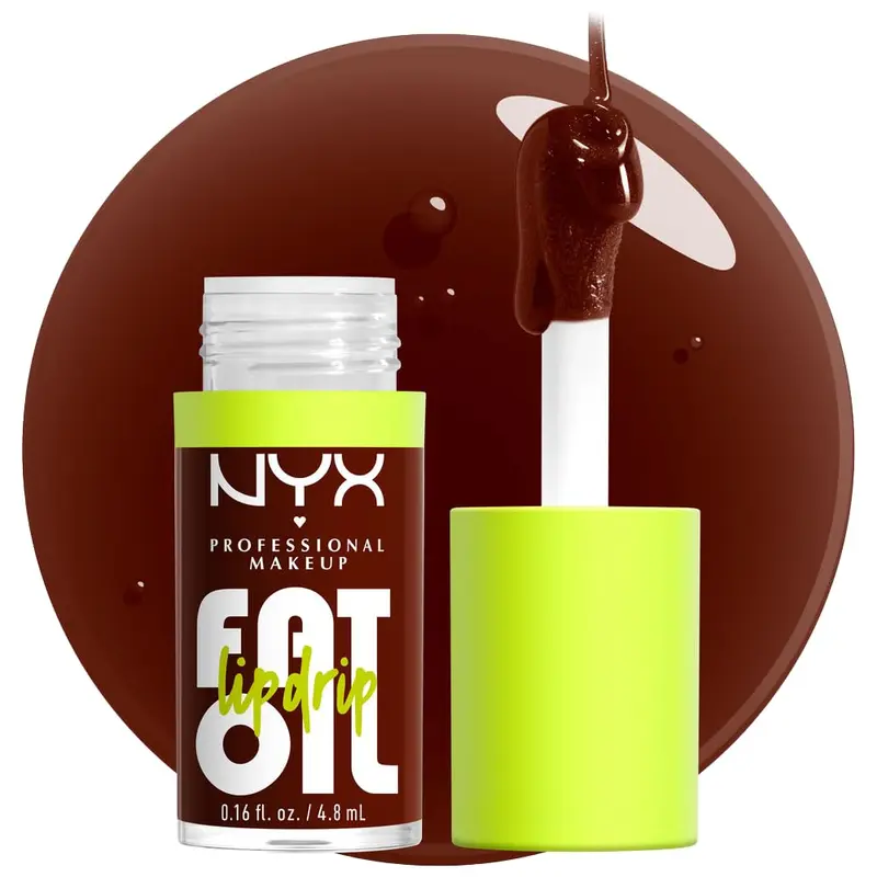 NYX PROFESSIONAL MAKEUP Fat Oil Lip Drip – soin hydratant vegan pour les lèvres, jusqu’à 12 h, Rich Chocolate