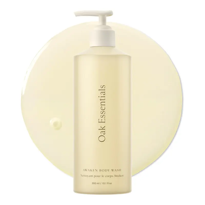Oak Essentials Awaken Body Wash – Gel douche hydratant à la lavande, huile de cèdre et extrait de son de riz, 299 ml