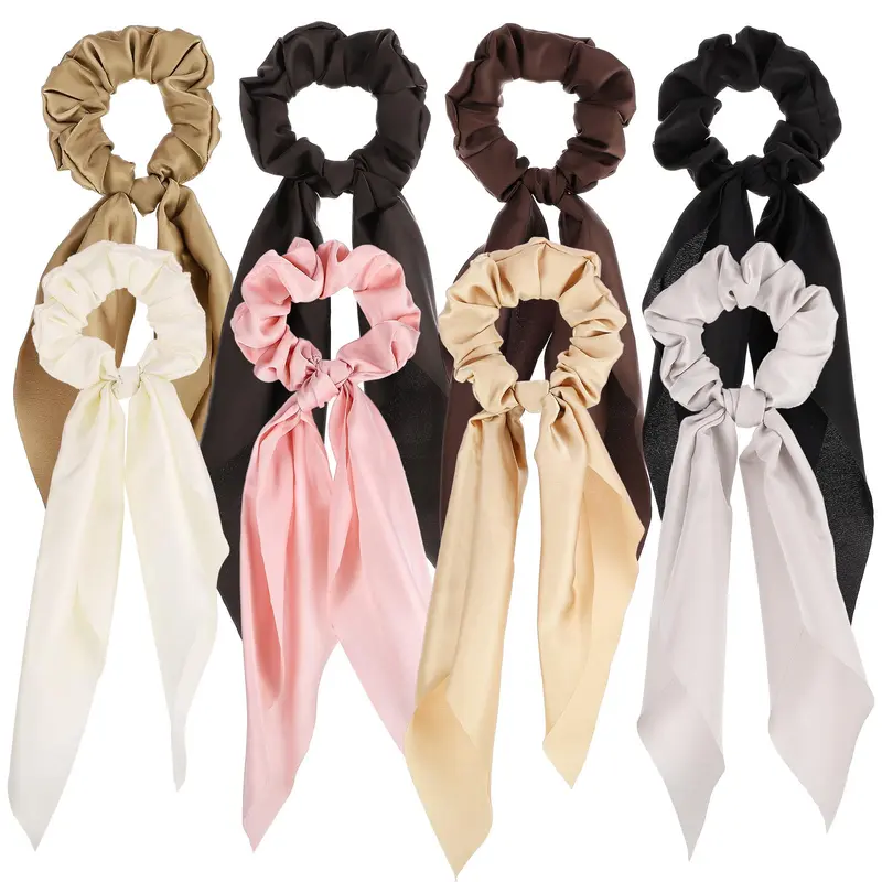 obeoby - 8 pièces scrunchies noeud satin pour cheveux femmes | foulard bow chic et polyvalent