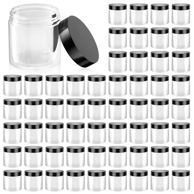 OBKJJ Ensemble de 60 Pots Plastiques 118 ml avec Couvercles – Contenants Sans BPA Étanches pour Cosmétiques