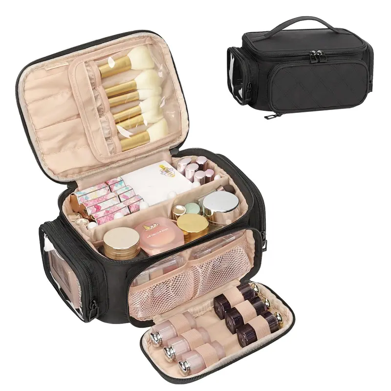 OCHEAL Trousse de Maquillage Voyage – Organisateur Noir avec Compartiments et Diviseurs