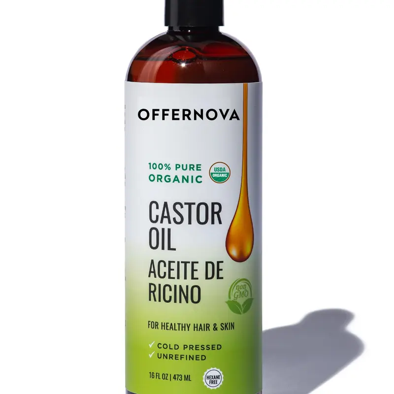 Offernova Huile de Ricin 16 oz – Pure, Bio, Pressée à Froid, Sans Hexane | Cils, Sourcils, Cheveux et Barbe