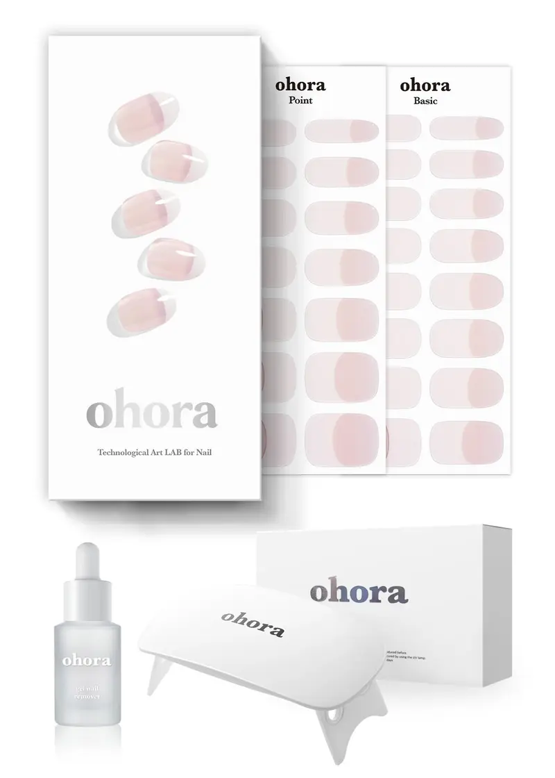 ohora Bandes Gel Semi-Cuits – Kit de démarrage Essentiel N avec lampe complète et dissolvant mini