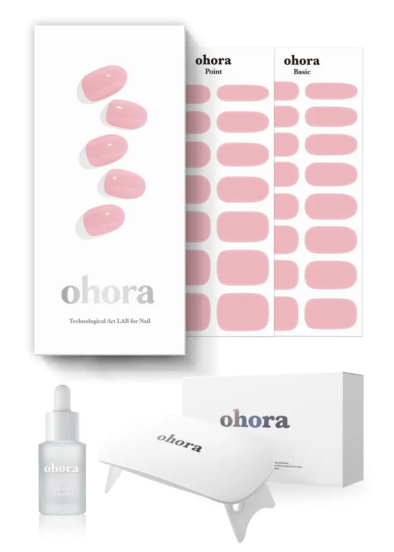 ohora Bandes Gel Semi-Cures – Kit Crème Rose avec Lampe Incluse