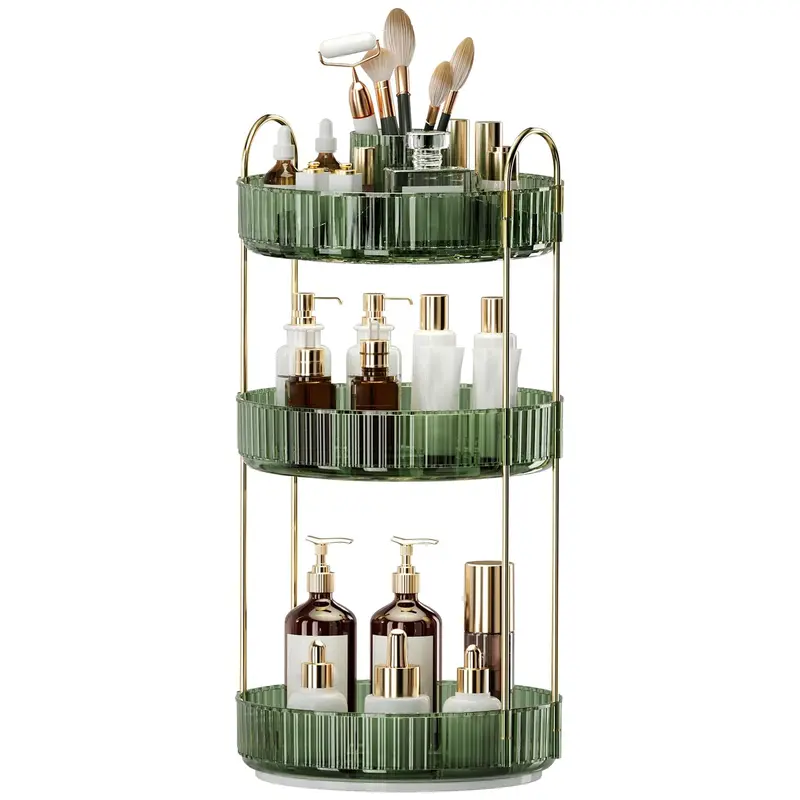 Oifecsie Organisateur de Maquillage Rotatif 360° à Grande Capacité – 3 Niveaux, Parfums et Soins