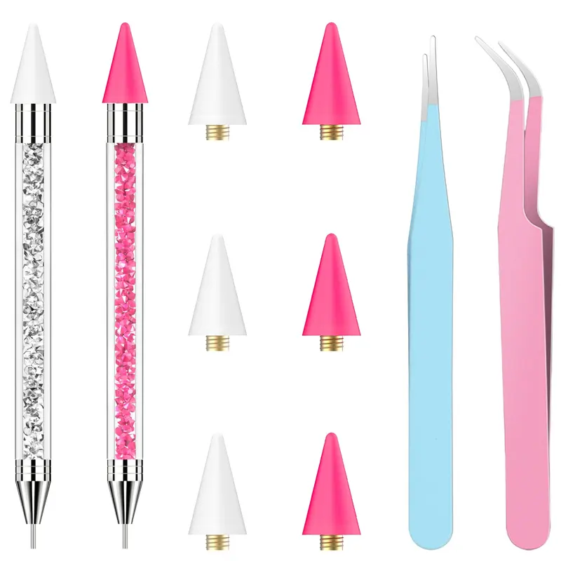 OIFEN Outil Pique-Pierres Rhinestones Double – Stylo Cire + 6 Embouts + 2 Pinces