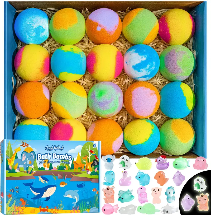 OinkSplash – Bombes de bain pour enfants avec surprise lumineuse (20 pièces)