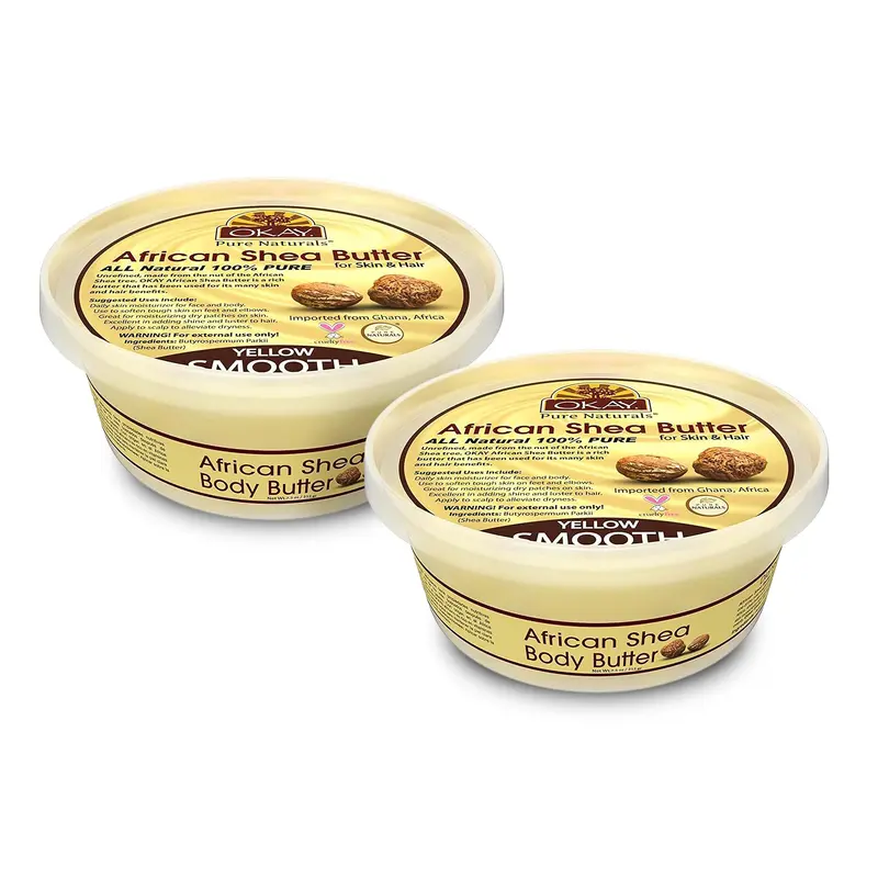 Okay Beurre de Karité Jaune – Hydratant Quotidien Visage et Corps, Lot de 2 (7,5 oz chacun)