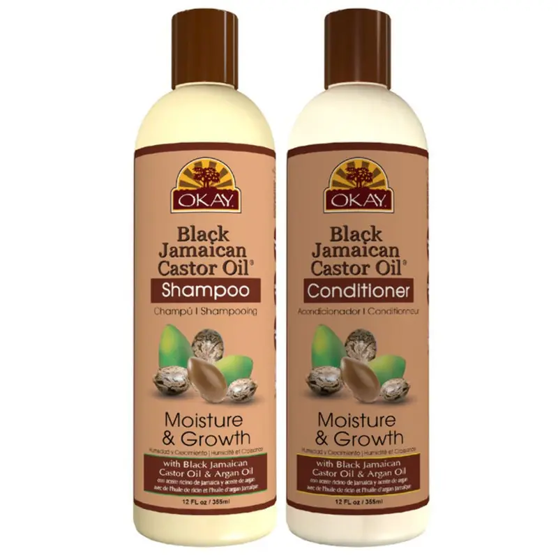 OKAY Shampooing & Après-Shampooing – Huile de Ricin Noire Jamaïcaine, Hydratation et Croissance