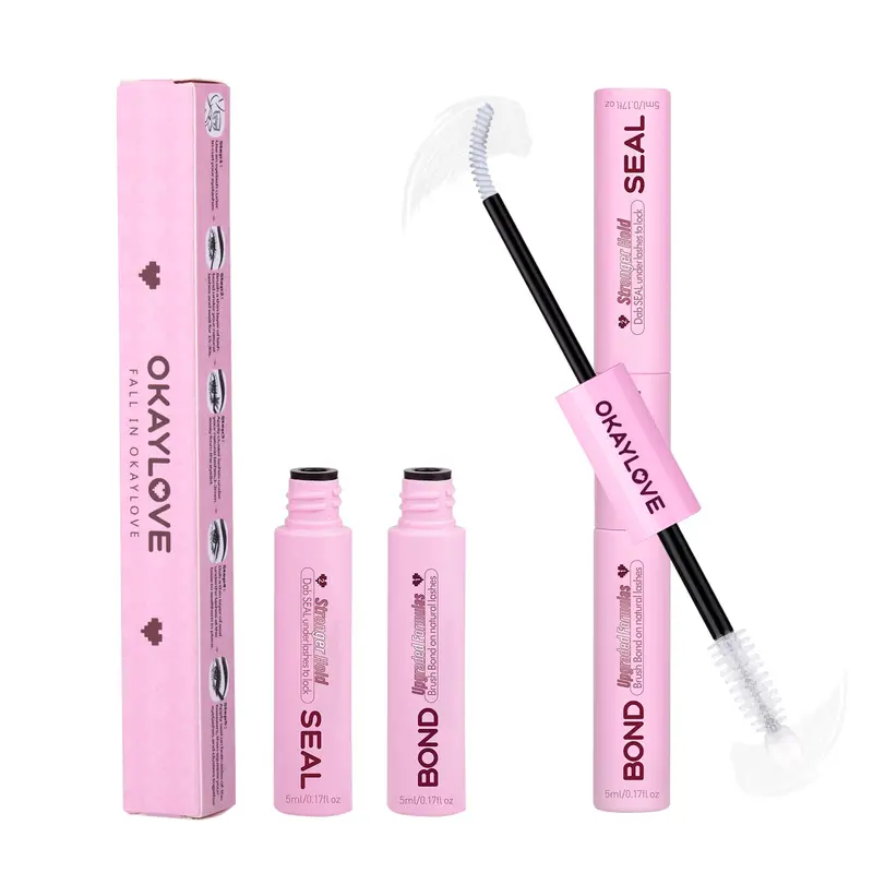 OKAYLOVE Colle en cils en clusters – Adhérence blanche et scellage transparent 2-en-1, Étanche 150h+, Séchage rapide, Doux pour les yeux