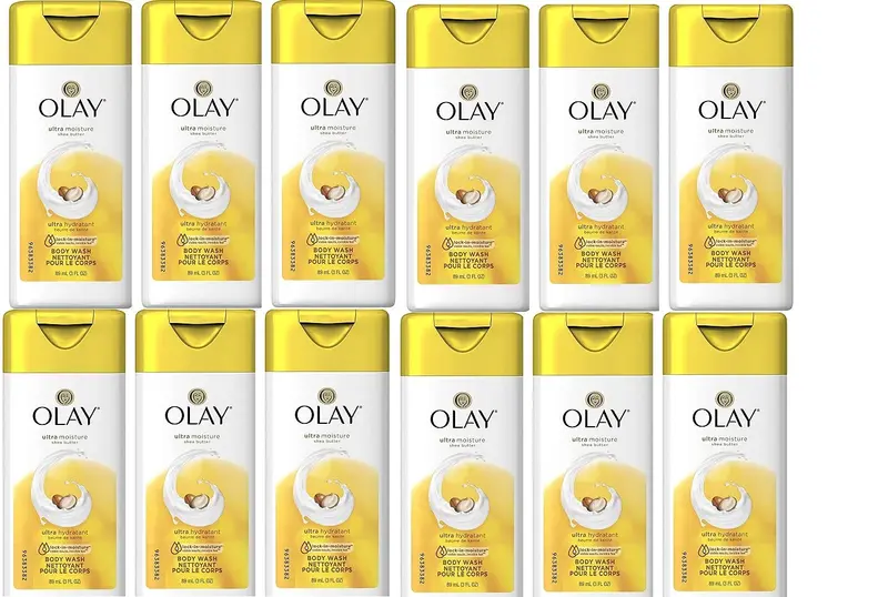 Olay Douche Corps Hydratante au Beurre de Karité – Lot de 12 tubes, 88 ml chacun