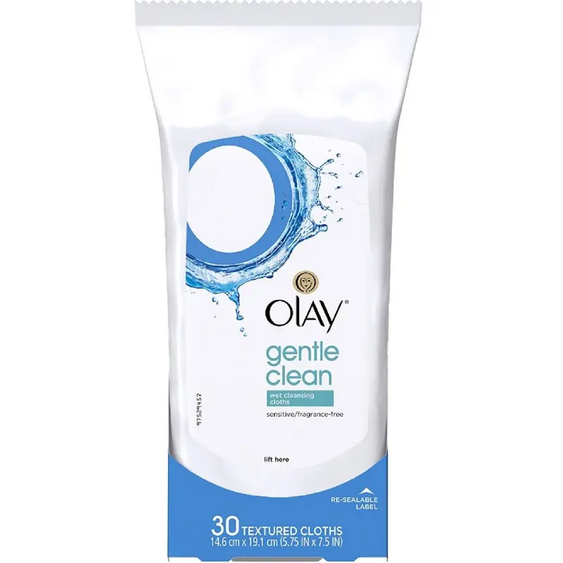 OLAY Lingettes Nettoyage Humide Douces Sans Parfum — Pour Peaux Sensibles, Pack 5×30