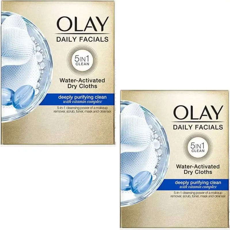 Olay Lingettes Visage 2-en-1 pour peaux mixtes et grasses – 33 lingettes par paquet (lot de 2)