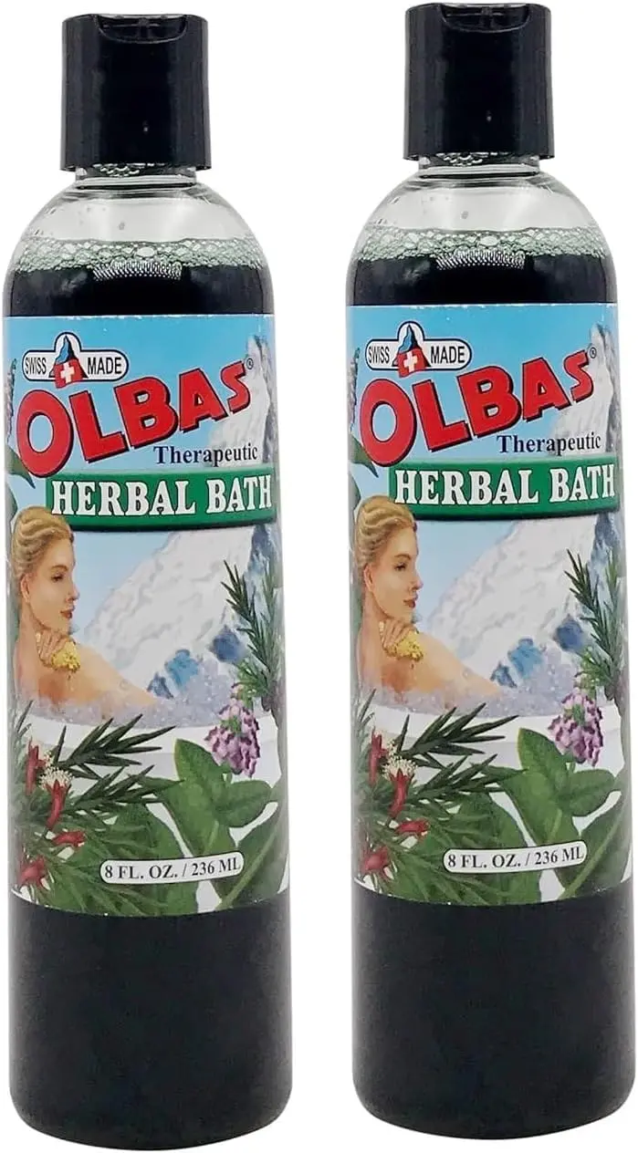 Olbas Bain Herbal – Bain Aromatique pour Douleurs Musculaires, Formule Suisse, 2 × 236 ml