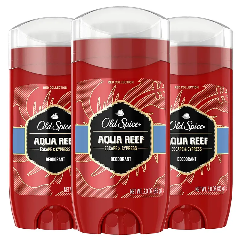 Old Spice Déodorant Homme Pure Sport – Senteur Aqua Reef, Collection Zone Rouge (3 x 85 g), Emballage Variable