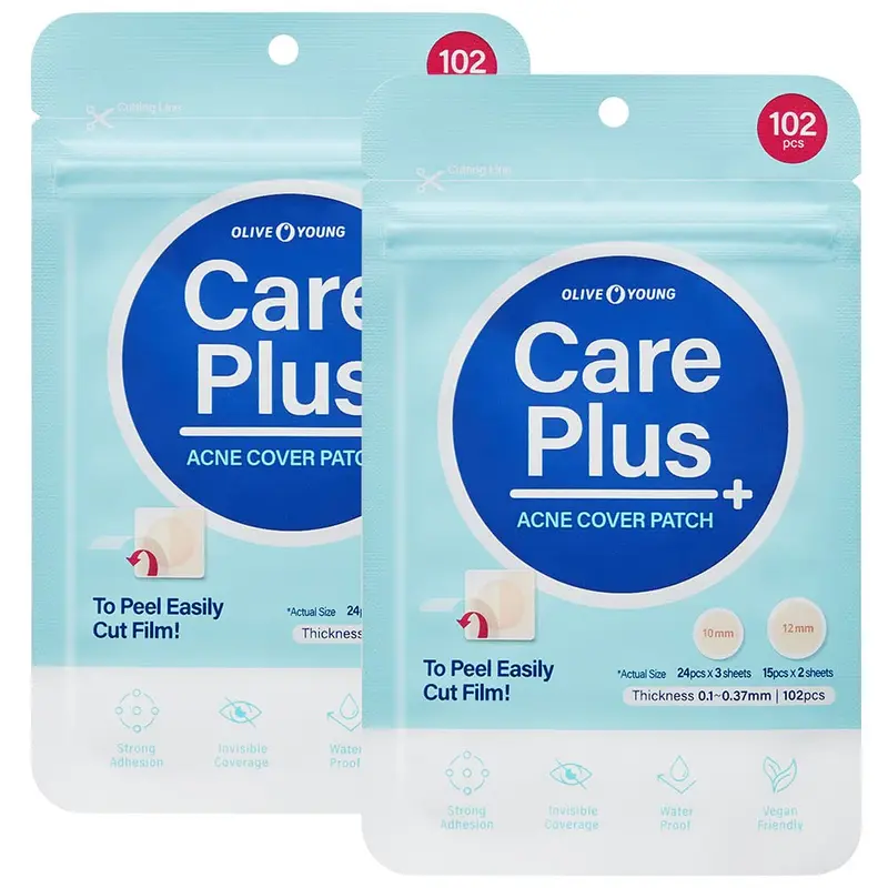 OLIVE YOUNG Care Plus Pansement Hydrocolloïde – Pour boutons et imperfections, 204 par paquet, pack de 2