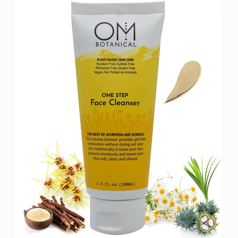 OM Botanical Nettoyant Visage en Une Étape – Exfoliant, Hydratant et Tonifiant Ayurvédique | Nettoyant Bio Sans Sulfates