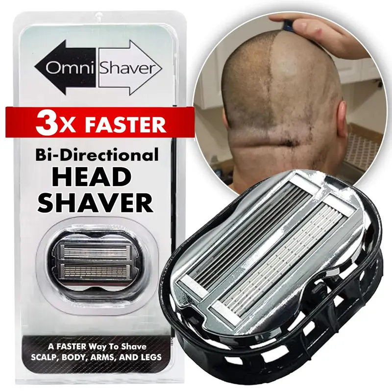 OmniShaver Premium – Rasoir bi-directionnel pour hommes et femmes | 3 fois plus rapide que les rasoirs jetables | Doux et sûr | Lames auto-nettoyantes et auto-affûtées (Noir)