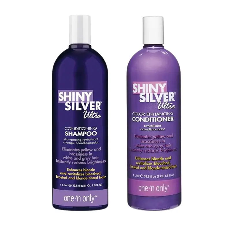 One 'N Only – Ensemble Shampooing Violet Argenté et Après-Shampooing à l’Huile d’Argan (33,8 oz) pour blondes, gris et mèches – Hydrate, ravive et atténue les reflets jaunes