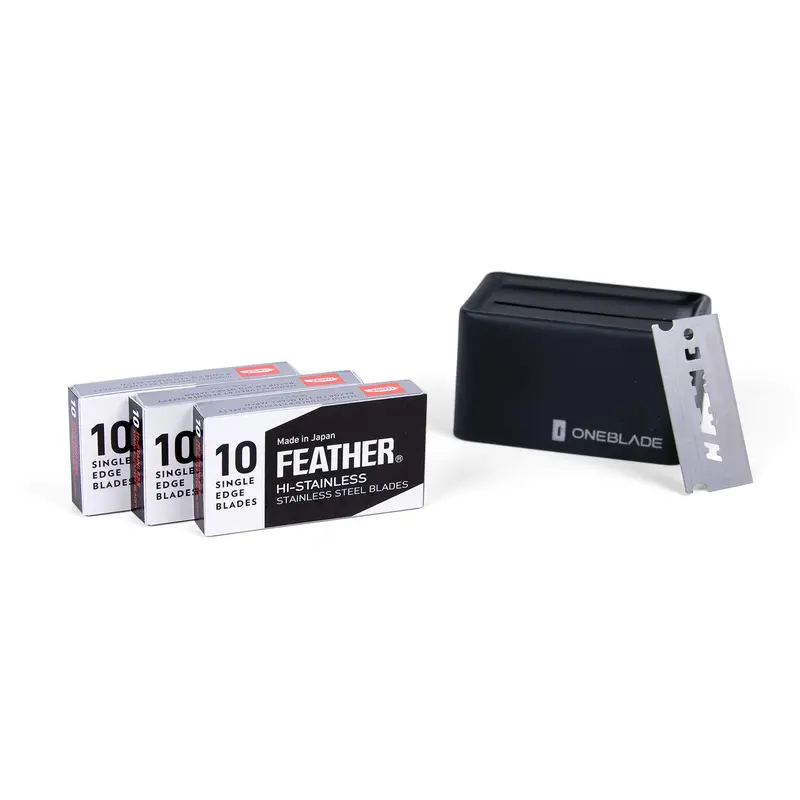 OneBlade Feather FHS-10 – Lames en acier japonais, pack de 60 – Recharge pour Core, Hybrid et Genesis