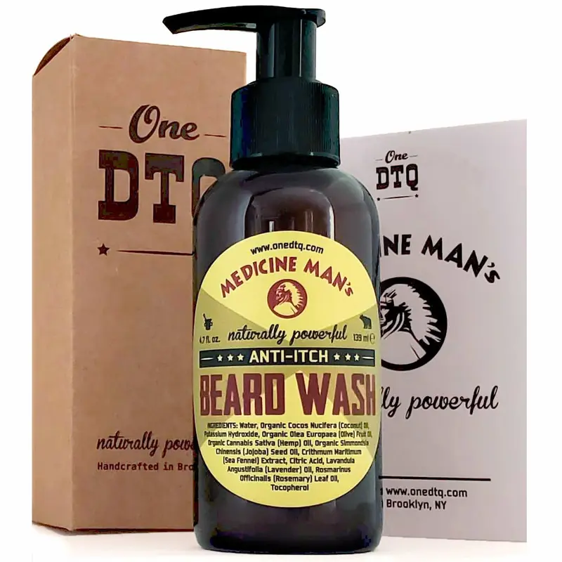 OneDTQ Lavage-Barbe – Apaise démangeaisons et pellicules, naturel, nettoyage en profondeur | Medicine Man 4,7 FL OZ