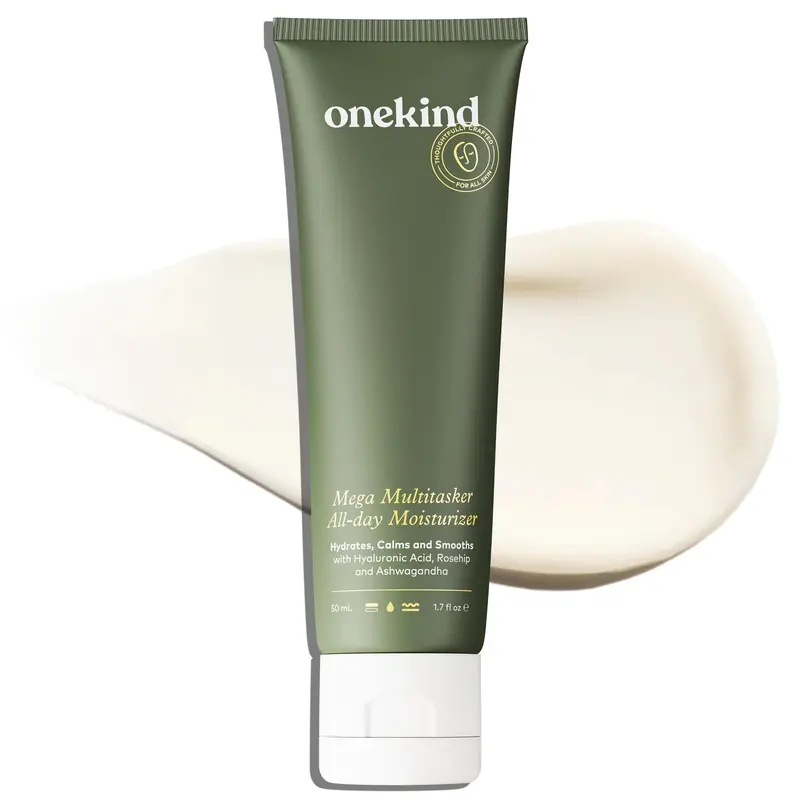 Onekind Mega Multitasker – Crème Hydratante Visage Sans Parfum avec Acide Hyaluronique et Glycérine, Pour Peau Sensible et Mature (1,7 oz)