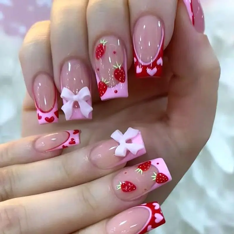 Ongles Press On Saint-Valentin Lomxene – 24 Pièces
