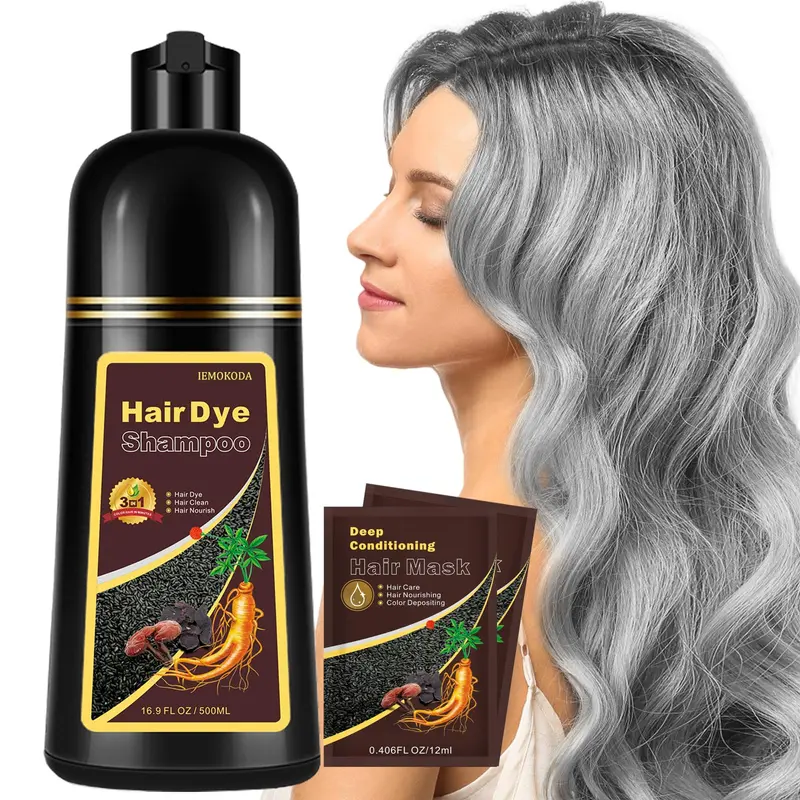 Onilyua Silver Hair Dye – Shampooing colorant 3 en 1 pour hommes et femmes, couleur argentée durable, 500 ml