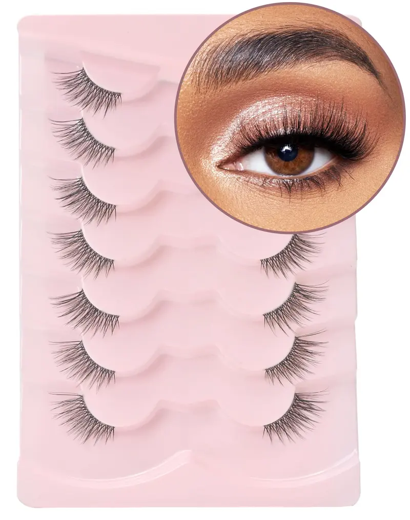Onlyall Cils Demi-Lune – Cils d’Angle Naturels, Extrémités Effet Plume, Bande Claire, 7 Paires C02 (6–14 mm)
