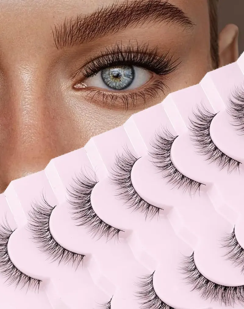 Onlyall Cils Naturels Effet Plume – Faux Cils Légers et Naturels (D1 Naturel, 7 paires, 6-13 mm)