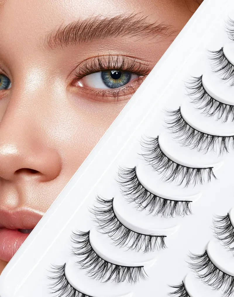 Onlyall Cils Naturels – Faux Cils Wispy, Look Naturel, 10 Paires (D-M01)