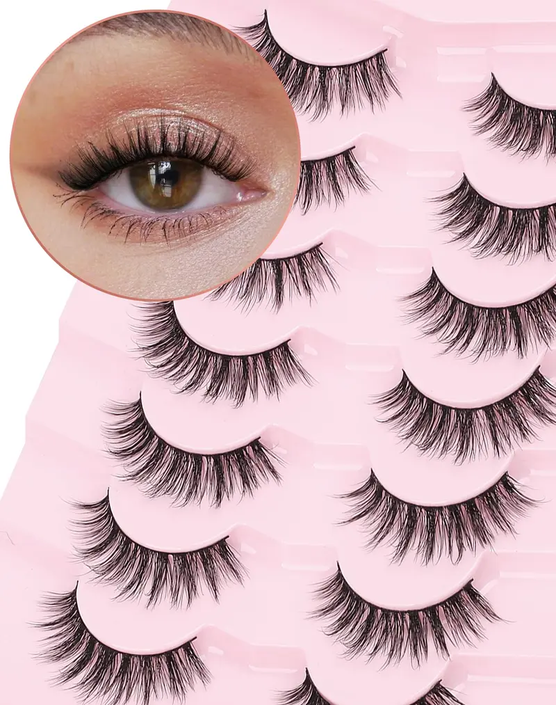Onlyall Cils Naturels Wispy – Faux Cils Légers et duveteux, Regard Naturel, 7 Paires (D-K08)