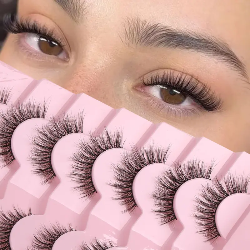 Onlyall Wispy 1 – Faux cils regard naturel évasé, 7 paires D-K06