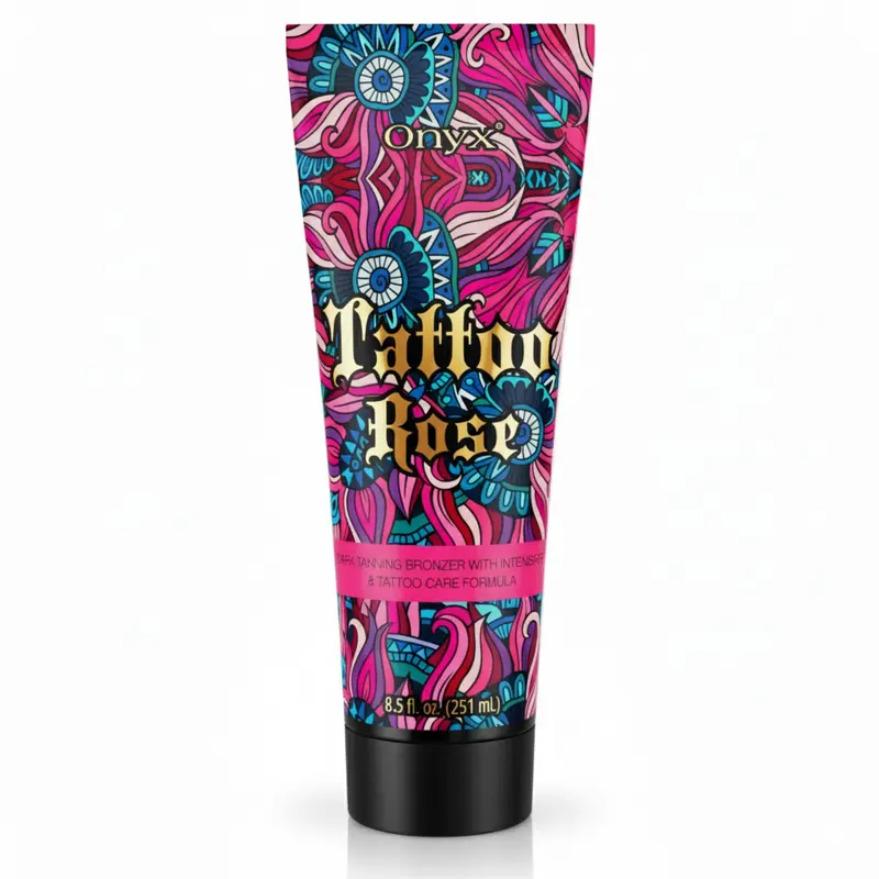 Onyx Lotion Sécurisée pour tatouage – Bronzage intérieur avec Protection Fade | Améliorateur couleur tatouage et Hydratation (Rose 250 ml)