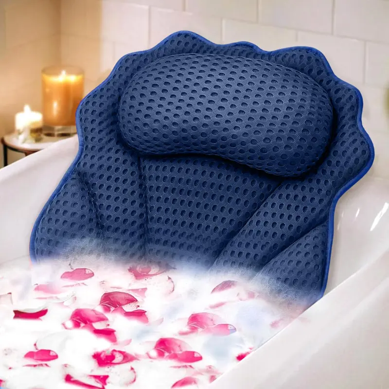 Oreiller de bain RUVINCE Ergonomique Luxe – Soutien Tête-Cou et Épaules, 6 Ventouses, Réseau d'air 4D